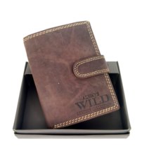 Pánska kožená peňaženka tmavohnedá WILD 0026
